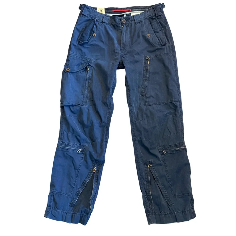 Polo Ralph Lauren Mens Navy Blue Military Cargo Pants Utility Trousers Size 33